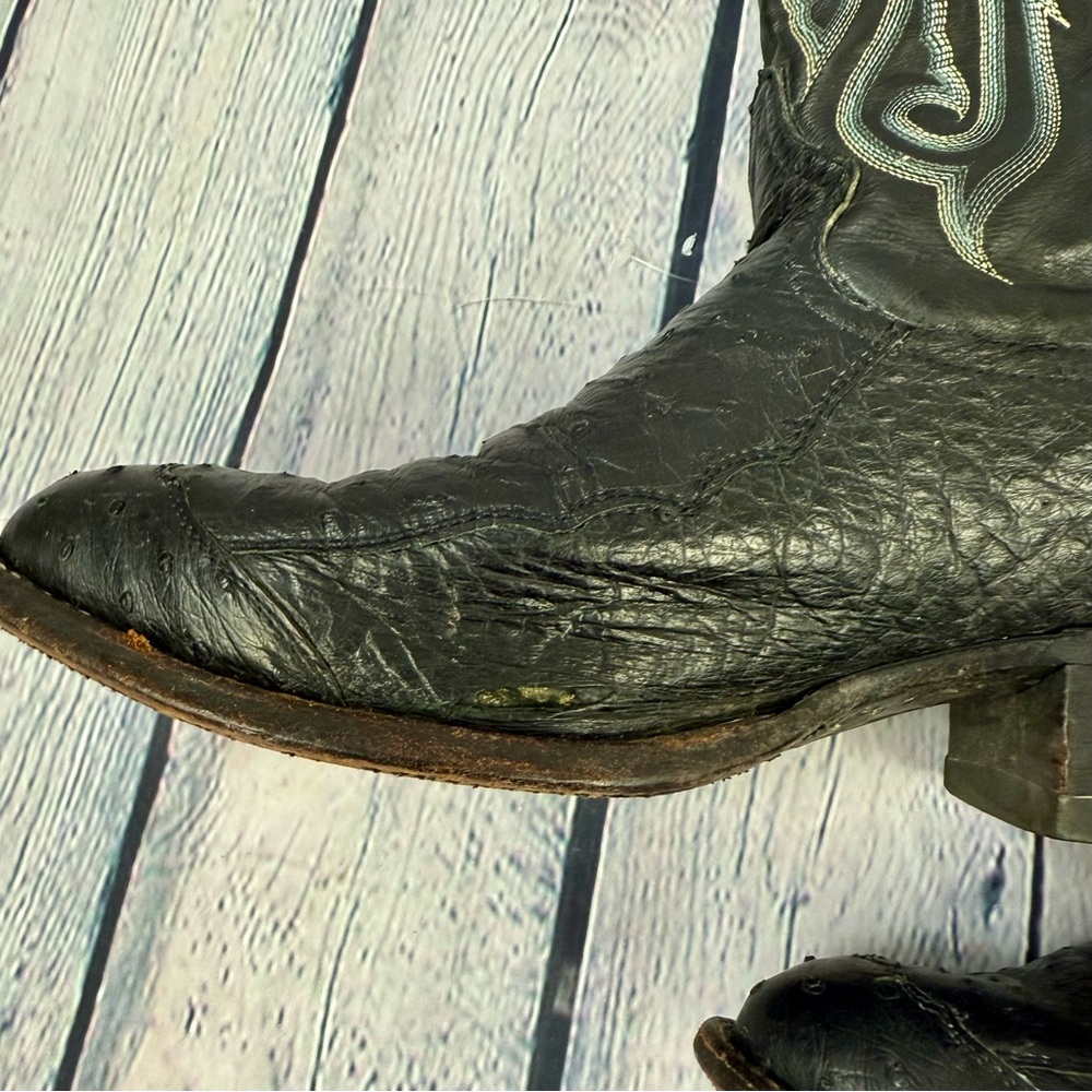 Vintage Exotic Tony Lama El Rey Genuine Ostrich Western Cowboy Boots Men’s 9 D - Picture 7 of 10
